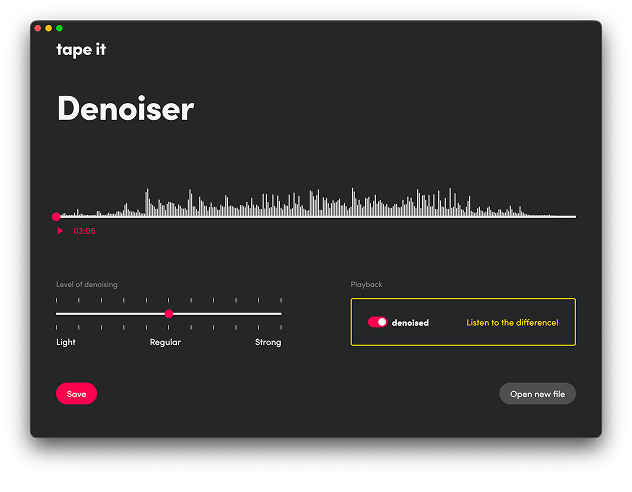 Screenshot of the Denoiser desktop application